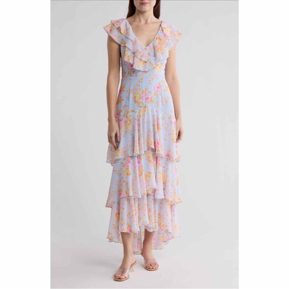 Wayf Floral Ruffle Tiered Dress